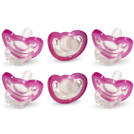 Picture of RaZbaby Jollypop Pacifier for Newborns & Up, USA Made, Natural Shaped Orthodontic Binky, Lovingly Shared in NICUs & Hospitals Worldwide, Medical-Grade 100% BPA-Free - 0-3 Months, 6 Pack - Pink