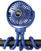Picture of buywoo 3.5" Battery Powered Baby Stroller Cooling Fan, 3-Speed Rechargebale Tripod Fan with 360 Degree Rotation, Quiet Portable Fan with LED Display, Great for Car Seat, Crib, Bike, Treadmill, Blue