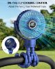 Picture of buywoo 3.5" Battery Powered Baby Stroller Cooling Fan, 3-Speed Rechargebale Tripod Fan with 360 Degree Rotation, Quiet Portable Fan with LED Display, Great for Car Seat, Crib, Bike, Treadmill, Blue