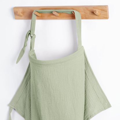 Picture of Blissful Diary Muslin Nursing Cover for Breastfeeding, Breathable Breastfeeding Cover up with Arch Neckline for Women, Nursing Apron(Sage Green)