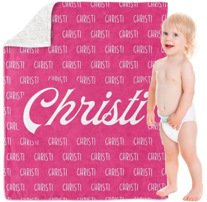 Picture of Yeahill Personalized Baby Blankets for Boys Girls, Custom Baby Blanket with Name Personalized Throw Blanket for Kids Baby Newborn, Personalized Baby Gift for Birthday Chrismas Halloween (30x40in)