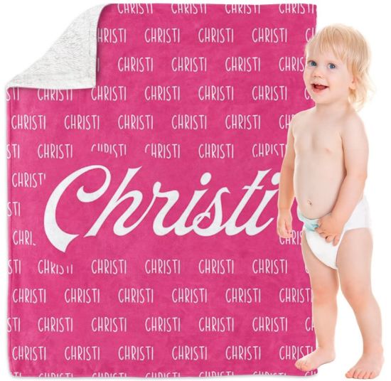 Picture of Yeahill Personalized Baby Blankets for Boys Girls, Custom Baby Blanket with Name Personalized Throw Blanket for Kids Baby Newborn, Personalized Baby Gift for Birthday Chrismas Halloween (30x40in)