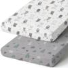 Picture of Pack n Play Sheets, BROLEX 2 Pack Mini Crib Sheets,Stretchy Portable Fitted Playard Sheet Set, Convertible Playard Mattress Cover,Ultra Soft Breathable Material,Hedgehog Owl