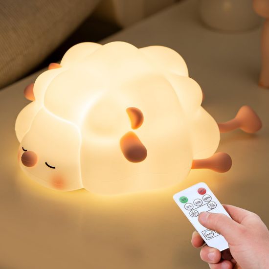 Picture of Remote-Controlled Night Light for Kids, 10-Level Dimmable, 15/30/60 Min Timer, Food-Grade Silicone, Cute Touch Lamp, Rechargeable Bedside Companion - Adorable Gifts for Baby and Children's Décor Pink