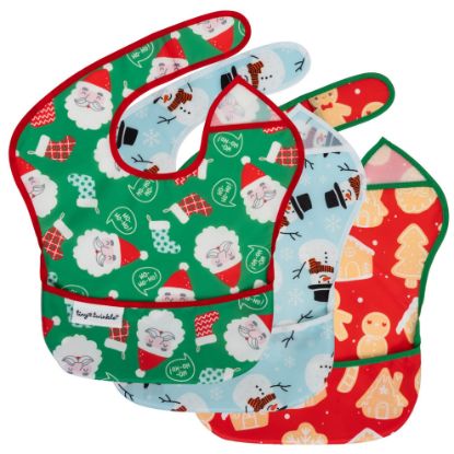 Picture of Tiny Twinkle Mess-Proof Baby Bib - Waterproof Bib for Baby Girl or Boy- Machine Washable - Adjustable Closure - PVC, BPA, & Phthalate Free - Great for Travel - Baby Food Bibs (3 Pack,Christmas)