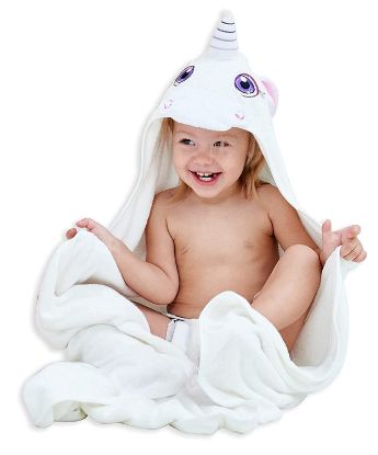 Picture of HIPHOP PANDA Hooded Towel - Rayon Made from Bamboo, Bath Towel with Bear Ears for Newborn, Babie, Toddler, Infant - Absorbent Large Baby Towel - Unicorn, 30 x 30 Inch