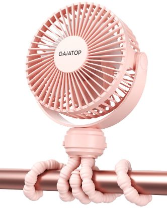 Picture of Gaiatop Mini Portable Stroller Fan, Battery Operated Small Clip on Fan, Detachable 3 Speed Rechargeable 360° Rotate Flexible Tripod Handheld Desk Cooling Fan for Car Seat Crib Treadmill Travel Pink