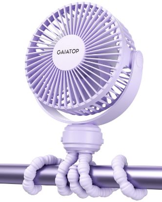 Picture of Gaiatop Mini Electric Fan with 360 Rotation, 5.5mm Gaps, Rechargeable Battery, 3 Speeds, Purple