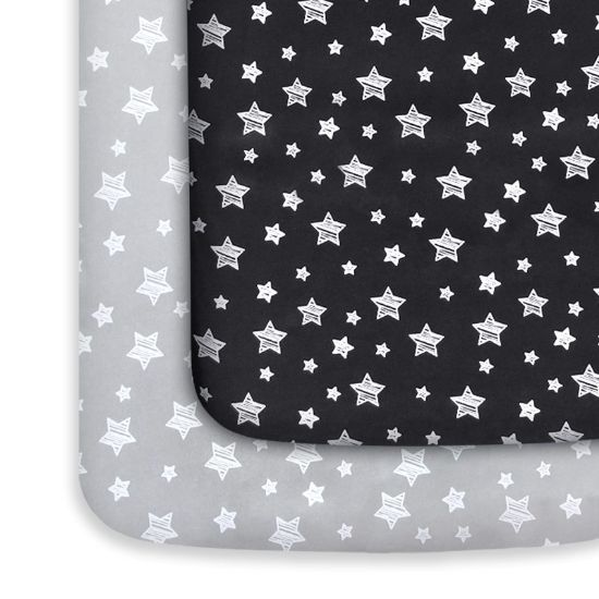 Picture of Pack and Play Sheets, 2 Pack Mini Crib Sheets, Stretchy Playard Fitted Sheet, Compatible with Graco Pack n Play, Soft and Breathable Material, Grey & Black