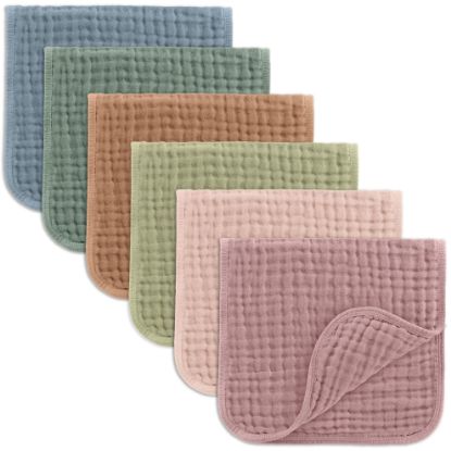 Picture of Comfy Cubs Muslin Burp Cloths 20" x 10", Pack of 6 - Large, 6-Layer, Ultra Absorbent 100% Cotton for Baby Drool and Messes - Soft, Safe & Gentle Baby Burp Cloths Set for Boys & Girls - Multi