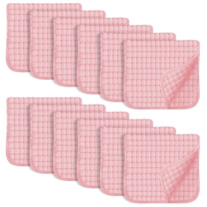 Picture of SWEET DOLPHIN 12 Pack Muslin Burp Cloths Large 100% Cotton Hand Washcloths for Baby - Baby Essentials Extra Absorbent and Soft Boys & Girls Milk Spit Up Rags for Newborn Registry - Pink, 20" X10"