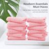 Picture of SWEET DOLPHIN 12 Pack Muslin Burp Cloths Large 100% Cotton Hand Washcloths for Baby - Baby Essentials Extra Absorbent and Soft Boys & Girls Milk Spit Up Rags for Newborn Registry - Pink, 20" X10"