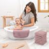 Picture of Comfy Cubs Muslin Baby Washcloths 10 Pack - Soft 6-Layer Cotton Wash Cloths for Sensitive Skin - 10"x10" Large, Gentle, Absorbent Infant Essentials for Newborn and Toddlers - (Mauve)