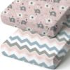 Picture of Pack n Play Sheets, BROLEX 2 Pack Mini Crib Sheets,Stretchy Portable Fitted Playard Sheet Set, Convertible Playard Mattress Cover,Ultra Soft Breathable Material,Elephants Waves