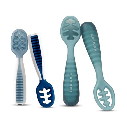 Picture of NumNum Baby Spoons Set, Pre-Spoon GOOtensils for Kids Aged 6+ Months - First Stage, Baby Led Weaning (BLW) Spoon - Self Feeding, Silicone Toddler Food Utensils - 1-Pack, 4 Spoons