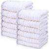 Picture of Cute Castle 12 Pack Muslin Baby Washcloths - Large 12'' by 12'' - Ultra Soft 100% Cotton - Super Absorbent Burp Cloths for Unisex, Boy, Girl -Stripe