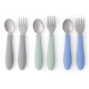 Picture of Elk and Friends Kids Silverware with Silicone Handle | Childrens Safe Flatware | Toddler Utensils | Baby Spoons + Forks | Stainless Steel Cutlery