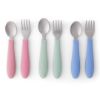 Picture of Elk and Friends Kids Silverware with Silicone Handle | Childrens Safe Flatware | Toddler Utensils | Baby Spoons + Forks | Stainless Steel Cutlery