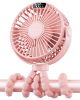 Picture of SWEETFULL Portable Stroller Fan with Display 4000mAh Battery Powered Mini Clip On Fan, 4-Speed Rechargeable Small Personal Cooling for Baby Car Seat Crib Travel - Pink