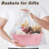 Picture of Pro Goleem Small Woven Basket with Gift Bags and Ribbons Durable Baskets for Gifts Empty Small Rope Basket for Storage 12"X 8" X 5" Baby Toy Basket with Handles, Pink
