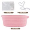 Picture of Pro Goleem Small Woven Basket with Gift Bags and Ribbons Durable Baskets for Gifts Empty Small Rope Basket for Storage 12"X 8" X 5" Baby Toy Basket with Handles, Pink