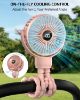 Picture of Portable Stroller Mini Fan, Small Rechargeable Personal Cooler w/ 360° Rotation, 3-Speed, Display, Battery Powered Stroller Accessories, Baby Essentials for Car Seat, Crib, Bike, Treadmill, Pink