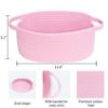 Picture of ABenkle Small Basket, 12"x 8" x 5" Cute Small Woven Basket, Rope Room Shelf Storage Basket, Cat Dog Toys Basket Chest Box, Decorative Empty Gift Basket with Handles - All PInk