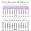 Picture of TILLYOU 3-Piece Padded Baby Crib Rail Cover Protector Set from Chewing, Safe Teething Guard Wrap for Standard Cribs, 100% Silky Soft Microfiber Polyester, Fits Side and Front Rails, Lavender