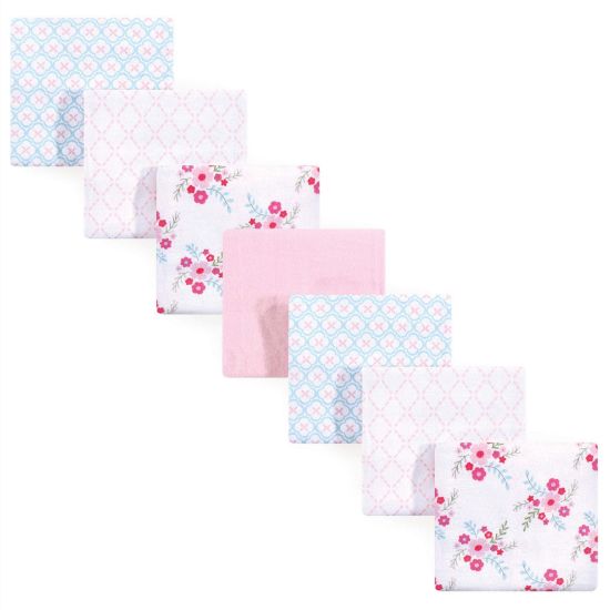 Picture of Luvable Friends Unisex Baby Cotton Flannel Receiving Blankets, Floral 7-Pack, One Size