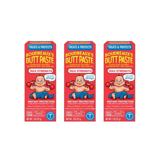 Picture of Boudreaux's Butt Paste Maximum Strength Diaper Rash Cream, Ointment for Baby, 2 oz Tube, 3 Pack