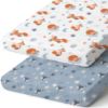 Picture of Pack n Play Sheets, BROLEX 2 Pack Mini Crib Sheets,Stretchy Portable Fitted Playard Sheet Set, Convertible Playard Mattress Cover,Ultra Soft Breathable Material,Starry Fox