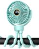 Picture of buywoo 3.5" Battery Powered Baby Stroller Cooling Fan, 3-Speed Rechargebale Tripod Fan with 360 Degree Rotation, Quiet Portable Fan with LED Display, Great for Car Seat, Crib, Bike, Treadmill, Aqua