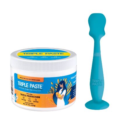 Picture of Triple Paste Diaper Rash Cream and Spatula Bundle - 8 oz Zinc Oxide Ointment and Spatula Treatment, Soothe and Prevent Rash with a Pediatrician-Recommended Hypoallergenic Formula