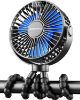 Picture of SWEETFULL Portable Stroller Fan with Display 4000mAh Battery Powered Mini Clip On Fan, 4-Speed Rechargeable Small Personal Cooling for Baby Car Seat Crib Travel - Black