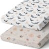 Picture of Pack n Play Sheets, BROLEX 2 Pack Mini Crib Sheets,Stretchy Portable Fitted Playard Sheet Set, Convertible Playard Mattress Cover,Ultra Soft Breathable Material, Dolphins Shells