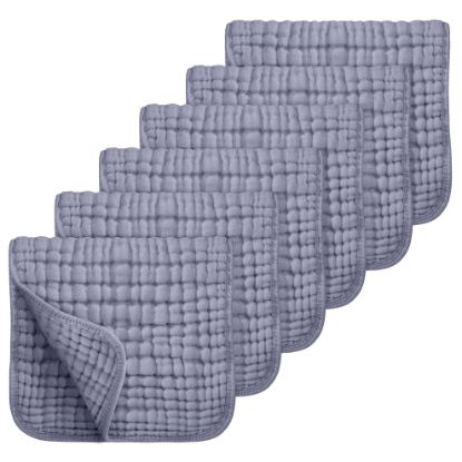 Picture of Looxii Muslin Burp Cloths 100% Cotton Muslin Cloths Large 20''x10'' Extra Soft and Absorbent 6 Pack Baby Burping Cloth for Boys and Girls (Fog Blue)