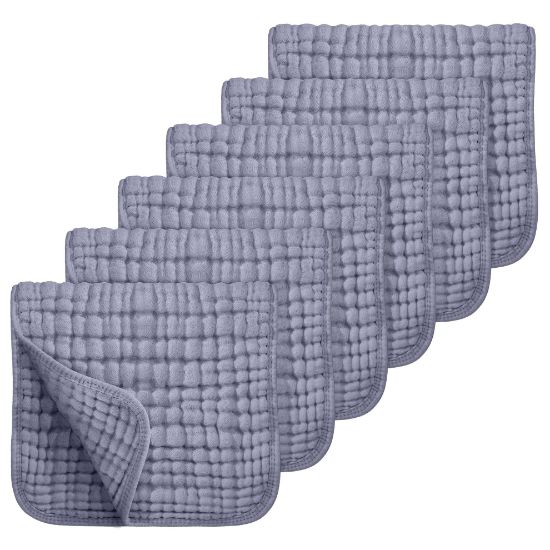 Picture of Looxii Muslin Burp Cloths 100% Cotton Muslin Cloths Large 20''x10'' Extra Soft and Absorbent 6 Pack Baby Burping Cloth for Boys and Girls (Fog Blue)