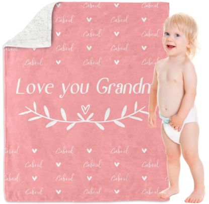 Picture of Yeahill Personalized Baby Blankets for Boys Girls, Custom Baby Blanket with Name Personalized Throw Blanket for Kids Baby Newborn, Personalized Baby Gift for Birthday Chrismas Halloween (30x40in)