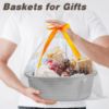Picture of Pro Goleem Small Woven Basket with Gift Bags and Ribbons Durable Baskets for Gifts Empty Small Rope Basket for Storage 12"X 8" X 5" Baby Toy Basket with Handles, Gray