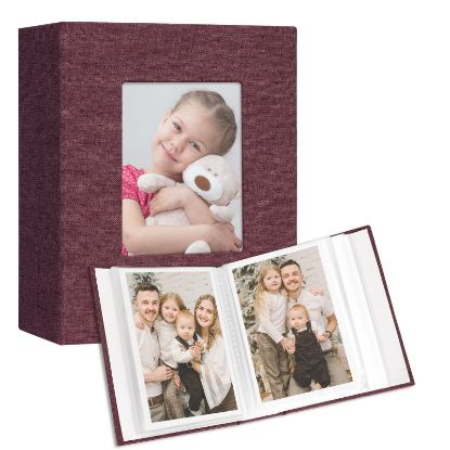 Picture of Vienrose Small Photo Album 4x6 holds 100 Photos 2 Pack, Mini Baby Photo Album Linen Cover for Gifts Wedding Family, Purple