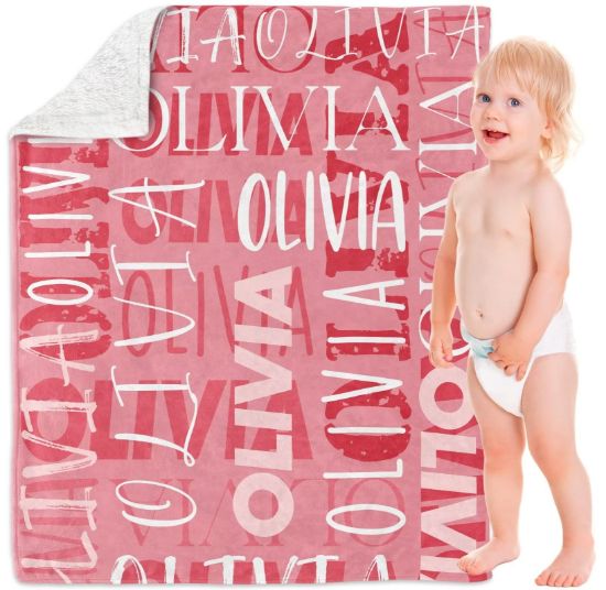 Picture of Yeahill Personalized Baby Blankets for Boys Girls, Custom Baby Blanket with Name Personalized Throw Blanket for Kids Baby Newborn, Personalized Baby Gift for Birthday Chrismas Halloween (30x40in)