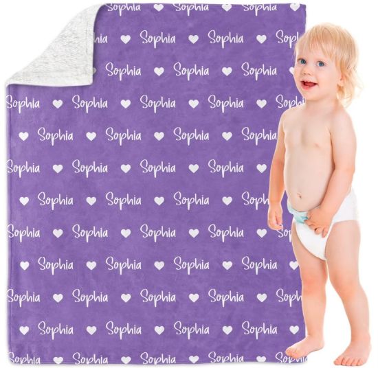 Picture of Yeahill Personalized Baby Blankets for Boys Girls, Custom Baby Blanket with Name Personalized Throw Blanket for Kids Baby Newborn, Personalized Baby Gift for Birthday Chrismas Halloween (30x40in)