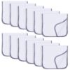 Picture of SWEET DOLPHIN 12 Pack Muslin Burp Cloths Large 100% Cotton Hand Washcloths for Baby - Baby Essentials Extra Absorbent and Soft Boys & Girls Milk Spit Up Rags for Newborn Registry - Grey Trim, 20" X10"