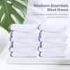 Picture of SWEET DOLPHIN 12 Pack Muslin Burp Cloths Large 100% Cotton Hand Washcloths for Baby - Baby Essentials Extra Absorbent and Soft Boys & Girls Milk Spit Up Rags for Newborn Registry - Grey Trim, 20" X10"
