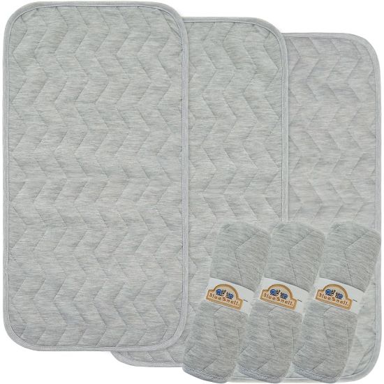 Picture of BlueSnail Waterproof and Portable Baby Changing pad Liners 3 Count (Light Gray 14” x 27”)