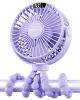 Picture of SWEETFULL Portable Stroller Fan with Display 4000mAh Battery Powered Mini Clip On Fan, 4-Speed Rechargeable Small Personal Cooling for Baby Car Seat Crib Travel - Purple