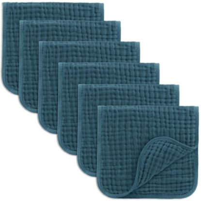 Picture of Comfy Cubs Muslin Burp Cloths 20" x 10", Pack of 6 - Large, 6-Layer, Ultra Absorbent 100% Cotton for Baby Drool and Messes - Soft, Safe & Gentle Baby Burp Cloths Set for Boys & Girls - Neptune