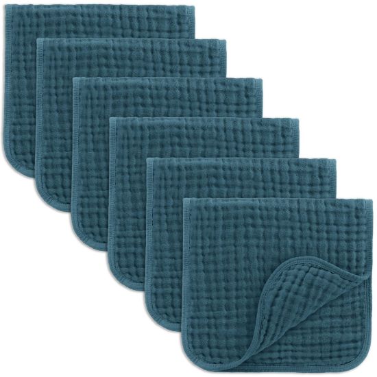 Picture of Comfy Cubs Muslin Burp Cloths 20" x 10", Pack of 6 - Large, 6-Layer, Ultra Absorbent 100% Cotton for Baby Drool and Messes - Soft, Safe & Gentle Baby Burp Cloths Set for Boys & Girls - Neptune