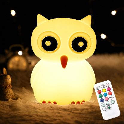 Picture of CHWARES Night Light for Kids, Owl Nursery Night Lights with Remote, 7 Color Kawaii Lamp, Room Decor, USB Rechargeable, Cute Lamp Gifts for Baby, Children, Toddlers, Teen Girls