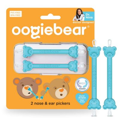Picture of oogiebear: Baby Nose Cleaner & Ear Wax Removal Tool - Safe Booger & Earwax Removal for Newborns, Infants, Toddlers - Dual-Ended - Essential Baby Stuff, Diaper Bag Must-Have, 2 Pack Blue with CASE